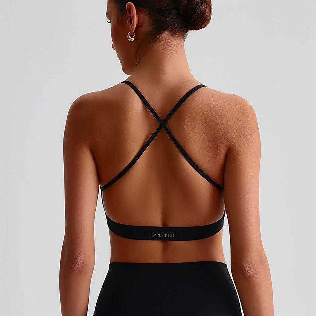 Black Soft Cross Back Sports BH